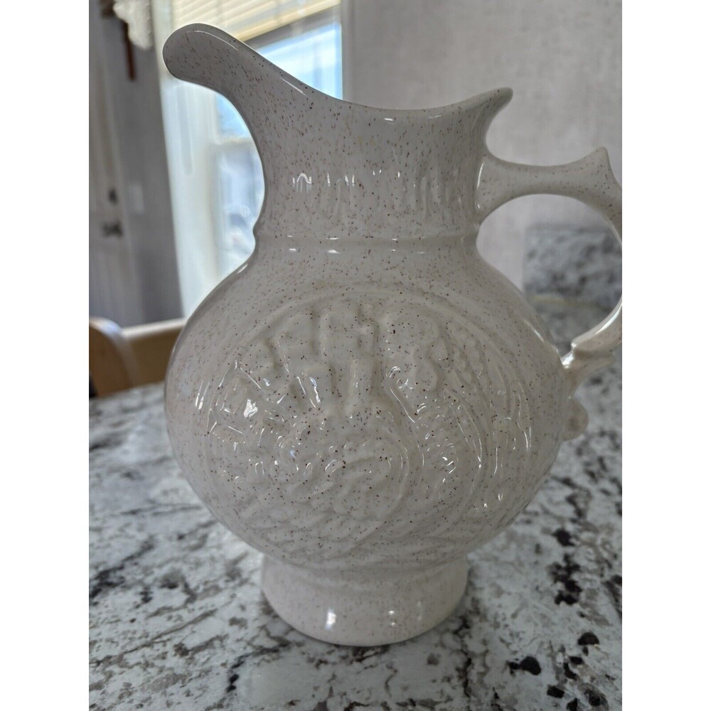 Vintage McCoy Pottery Turkey Pitcher Speckled Ivory, - Fall Decor - Picture 4 of 7